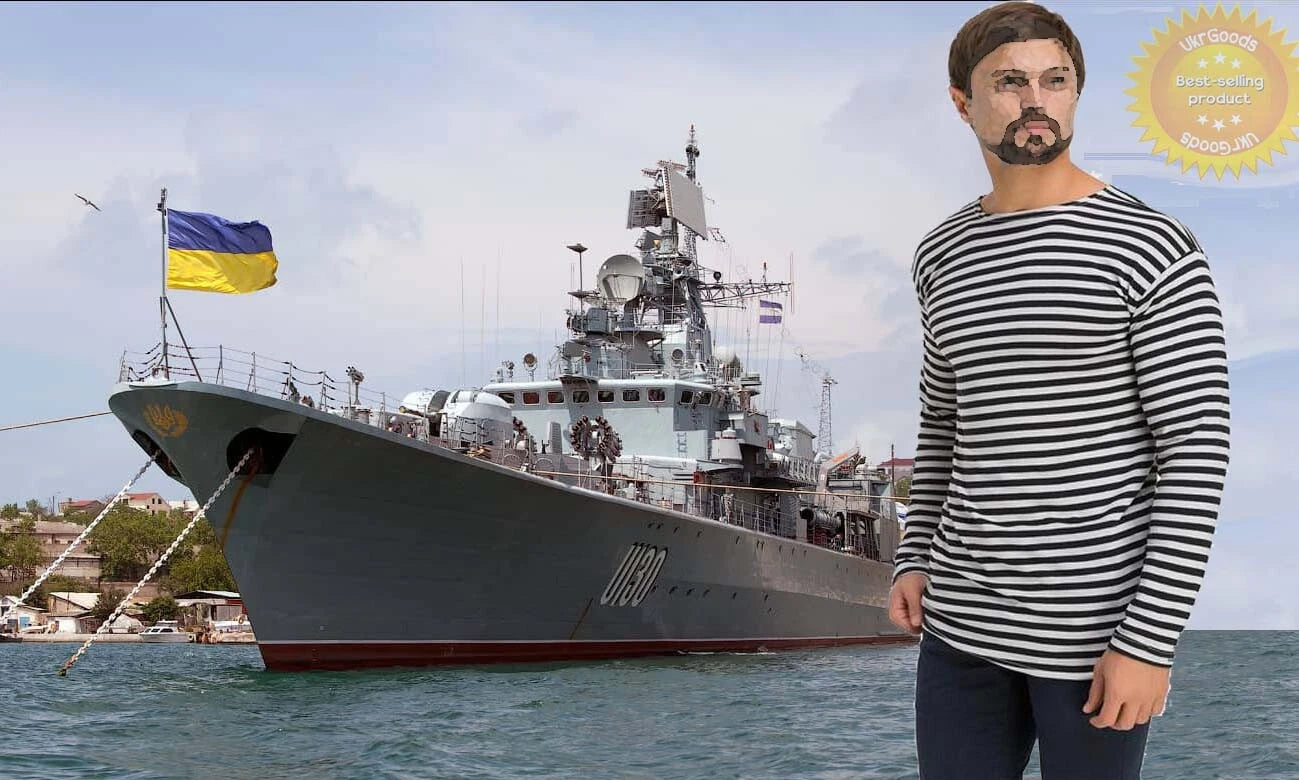 DarkBlue LongSleeve Ukrainian Army USSR Telnyashka Military Striped shirt Cotton