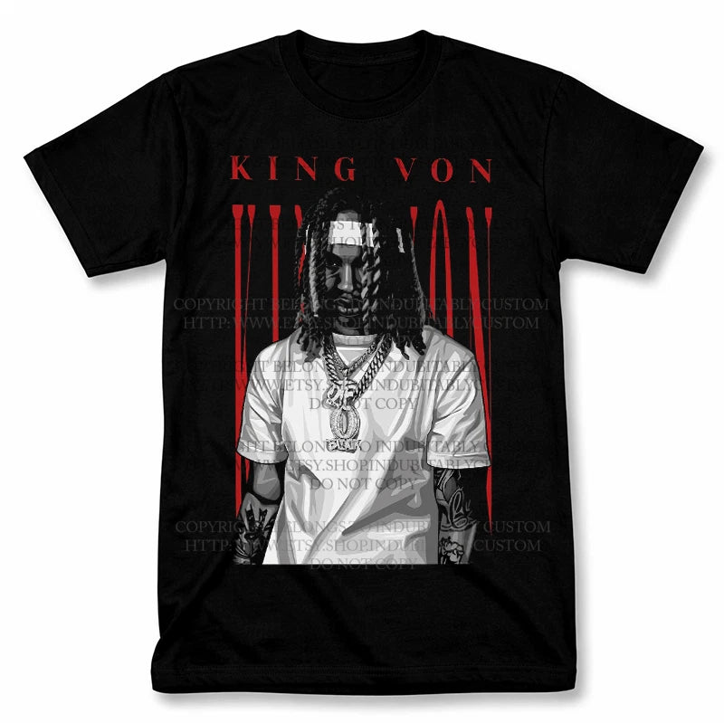 King Von Hip Hop Rap Graphic T Shirt Vintage Fan Tee