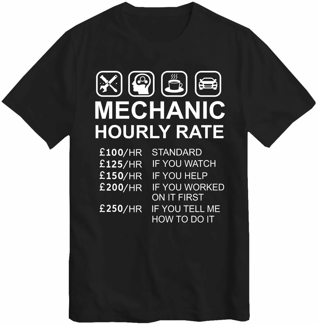 Mechanic Hourly Rate T-Shirt Gift for Car Mechanic Automobile Car Mechanic Top