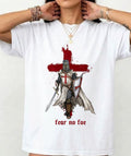 Fear No Foe Medieval Crusader Unisex T-Shirt-St George Cross Warrior Knight Tee
