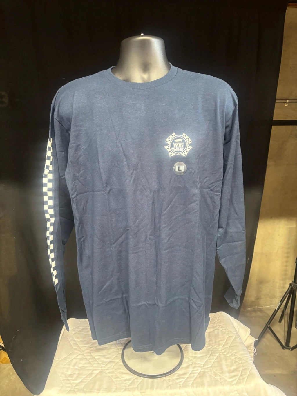 Vans Navy Blue Checkered Long Sleeve T-Shirt
