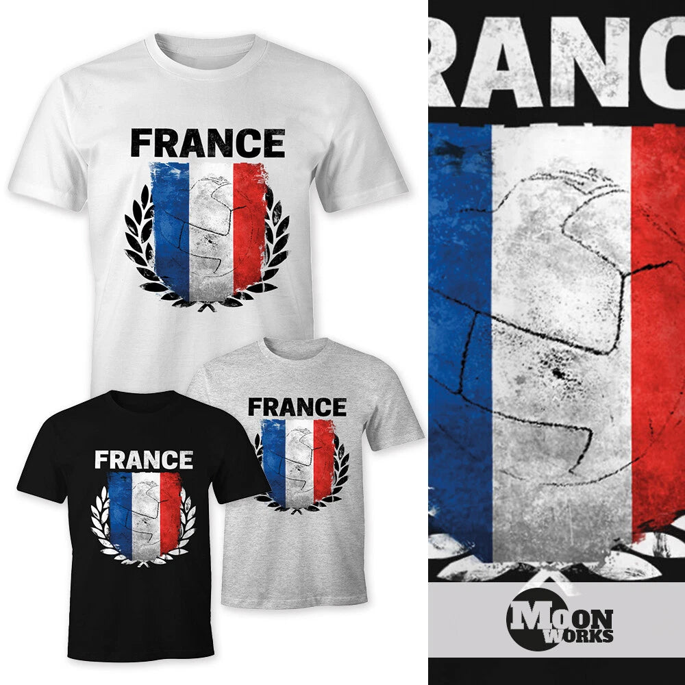 European Cup T-Shirt Mens Football France Flag Vintage France Fan Shirt MoonWorks