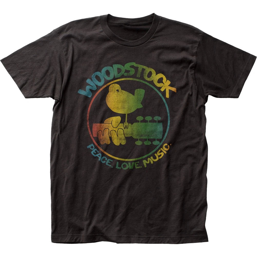 Woodstock Colorful Logo Mens T Shirt Music Classic Concert Rock Band Tee Black