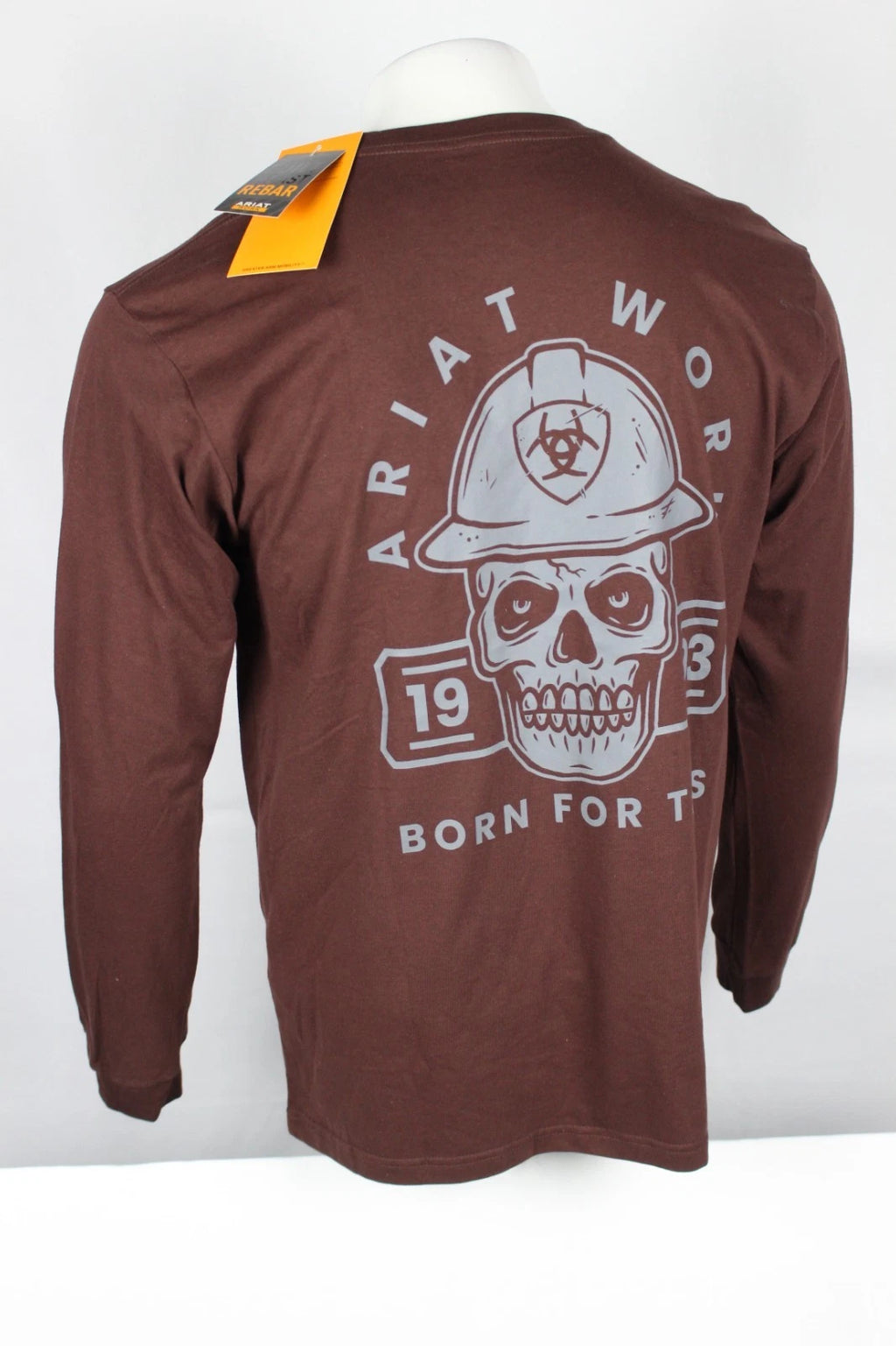 Ariat Men's Rebar Cotton Strong Hardhead Pocket T Shirt Long Sleeve Bitter Choco