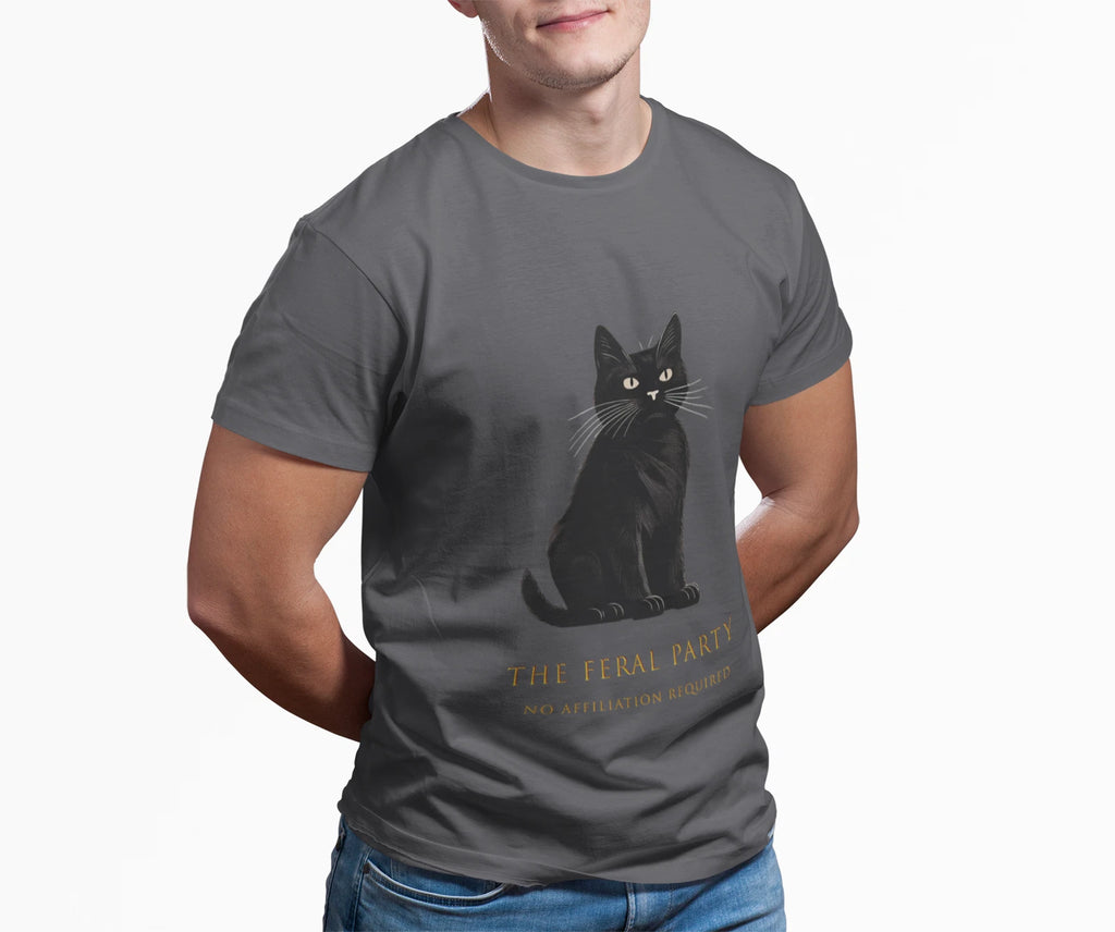 The Feral Party Cat Shirt – No Affiliation Required – Minimalist Graphic Tee