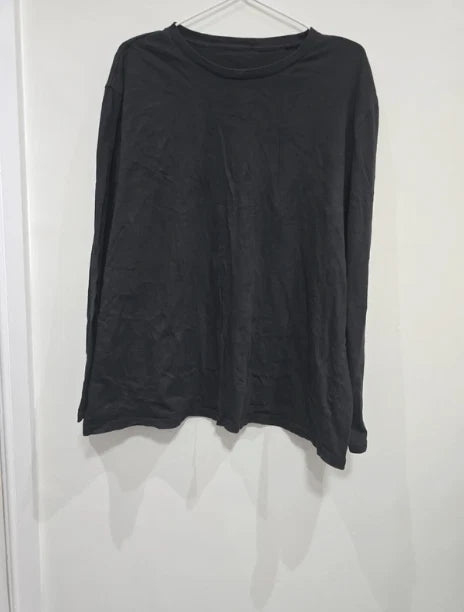George Men's Black Long Sleeve T-Shirt XXL 100% Cotton Crew Neck Basic Tee Top