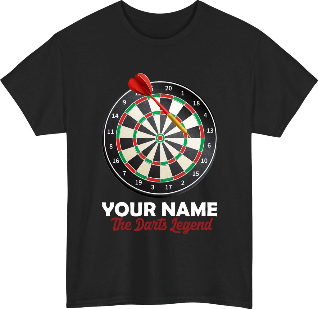Personalised Darts Legend T-Shirt Custom Name Dartboard Pub Player Gift Tee Top