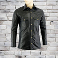 Men's Genuine Black Lambskin Real Leather Waxed Shirt Jacket Slim fit Biker