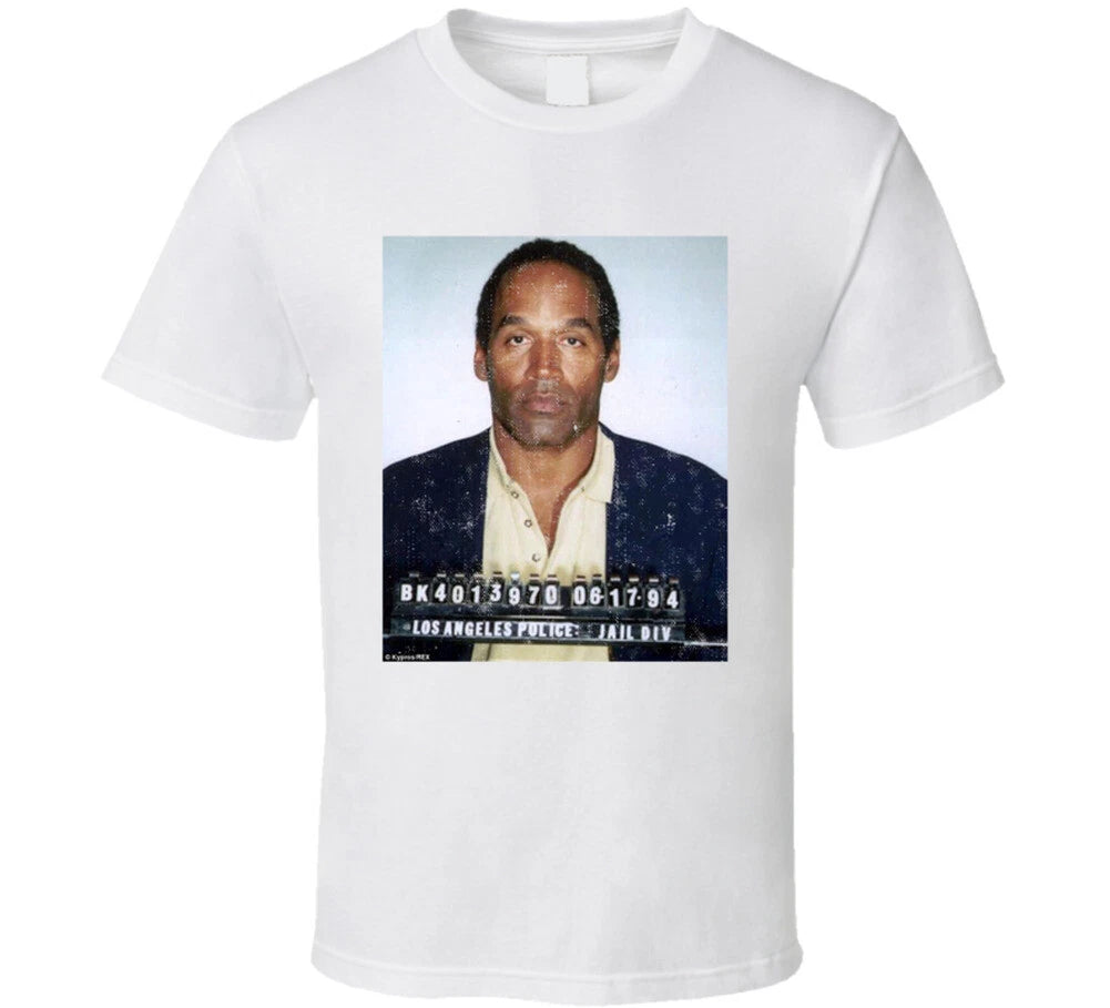 Oj Simpson Controversial Celebrity 1994 Mug Shot Distressed Look T Shirt