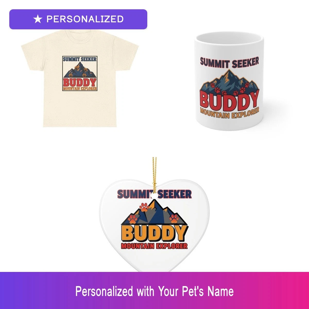 Custom Pet Outdoor Gift Set Shirt Mug Ornament Personalized Name Bundle
