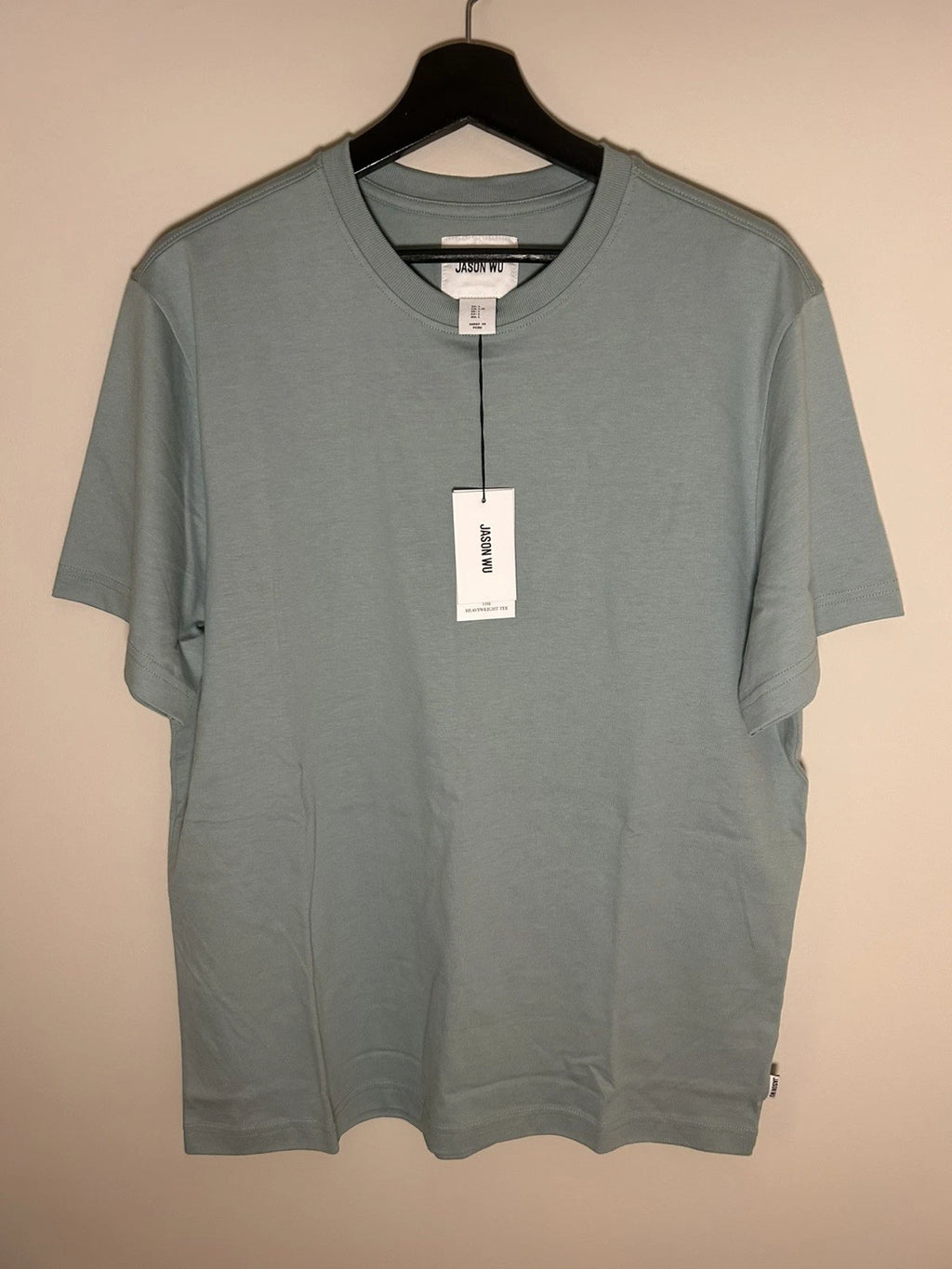 NWT Jason Wu 100% Cotton Teal Heavyweight Tee Size L Crew Neck Short Sleeve