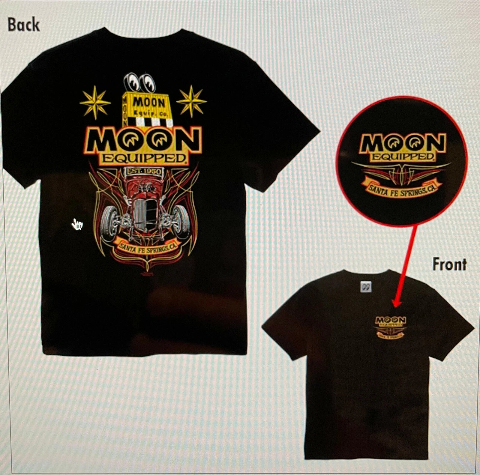 Men's Mooneyes Moon Equipped 1932 Ford Hot Rod T-Shirt Cotton MQT161BK