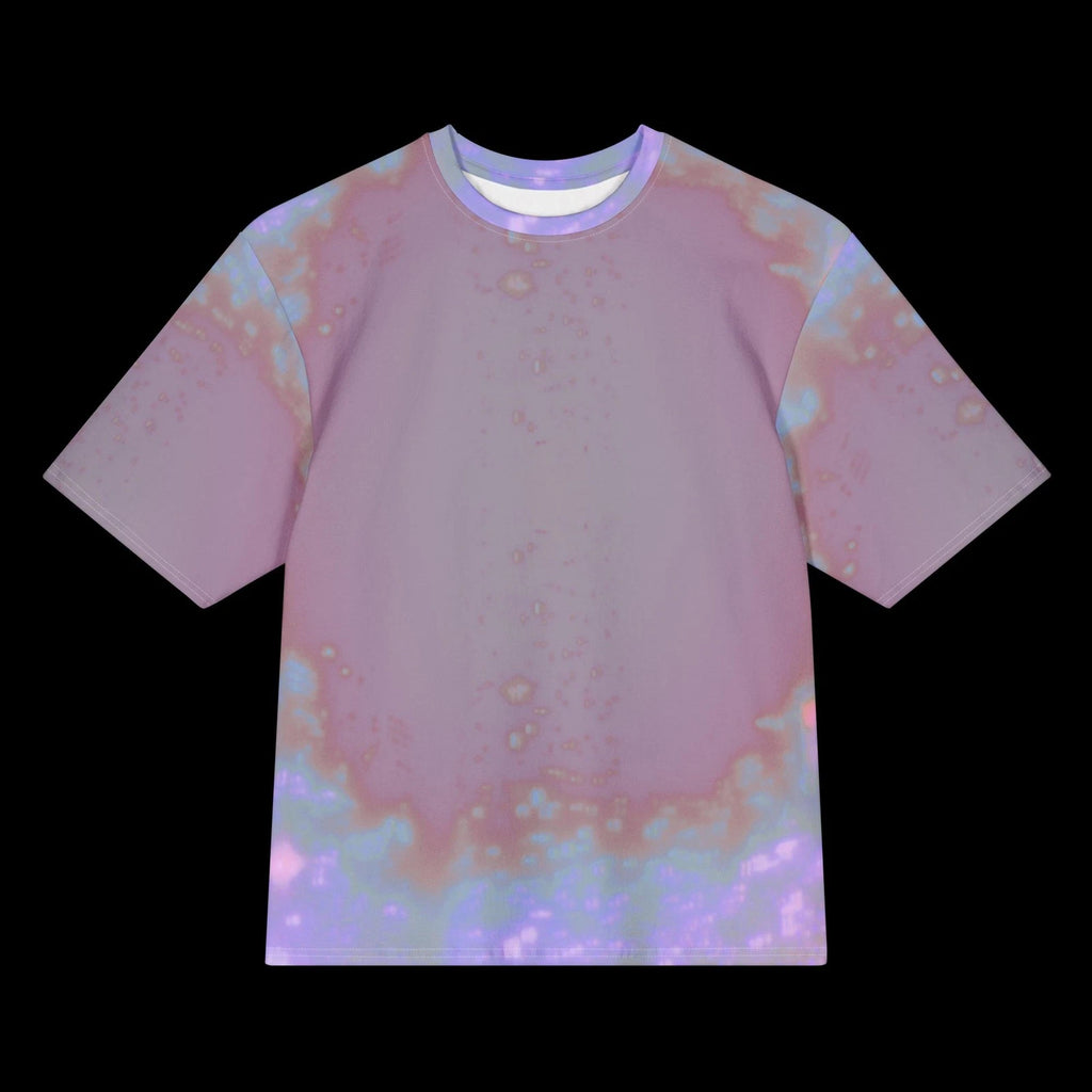 Oversized psychedelic faded clouds cyber sigil stars cotton t-shirt