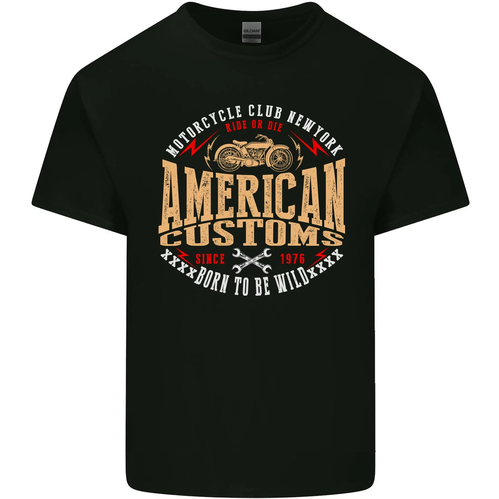 American Customs Cafe Racer Biker Mens Cotton T-Shirt Tee Top