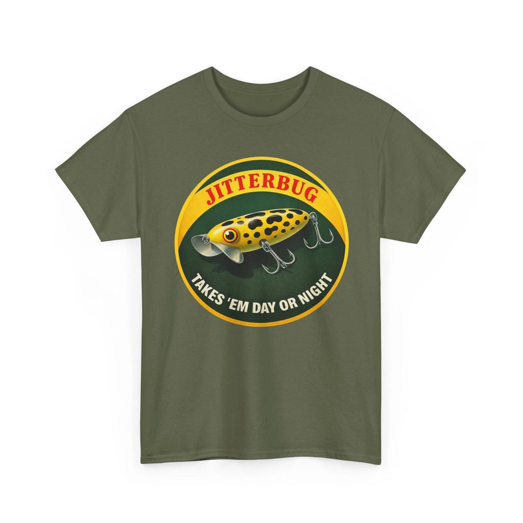 Jitterbug Takes 'Em Day Or Night Vintage Arbogast Fishing Lure Collector T-Shirt