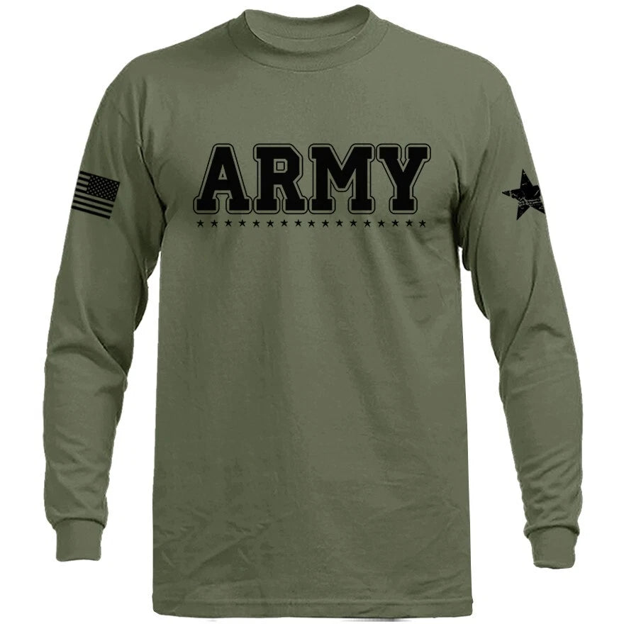 Army Military Patriotic US Flag Veteran Long Sleeve