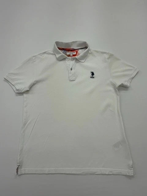 U.S. Polo Assn Men White Slim Fit Polo Shirt Size M 100% Cotton