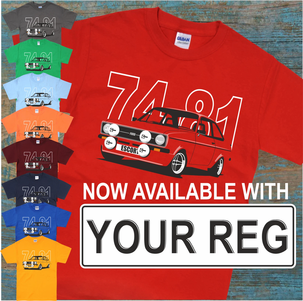 MK2 Ford Escort T Shirt,  RS / Mexico / GT / Rally / Sport, Classic Car