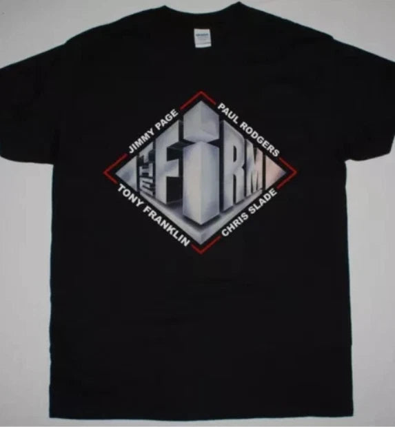 SALE THE FIRM 1985 JIMMY PAGE PAUL RODGERS NEW BLACK T SHIRT