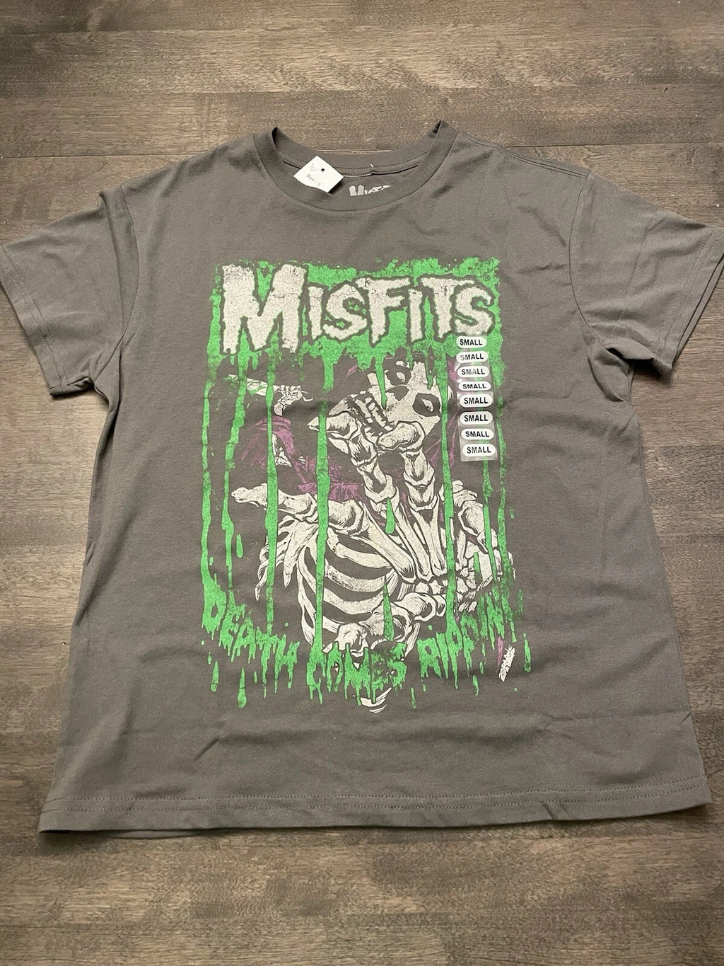 Misfits - Death Comes RIpping Vtg-Stlye T-Shirt - Men's Punk Rock Shirt Gray