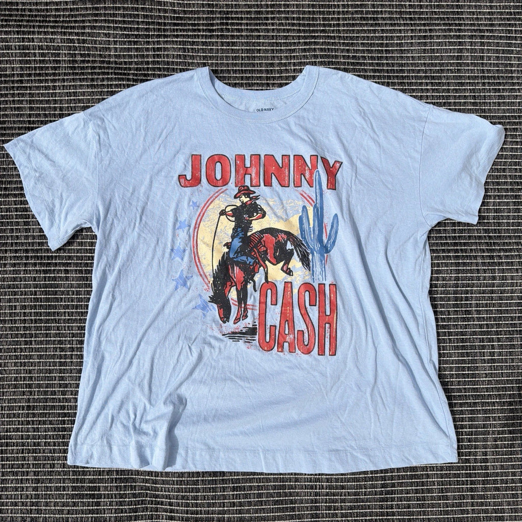 Old Navy Light Blue Johnny Cash Oversized T-Shirt Womens Size XL