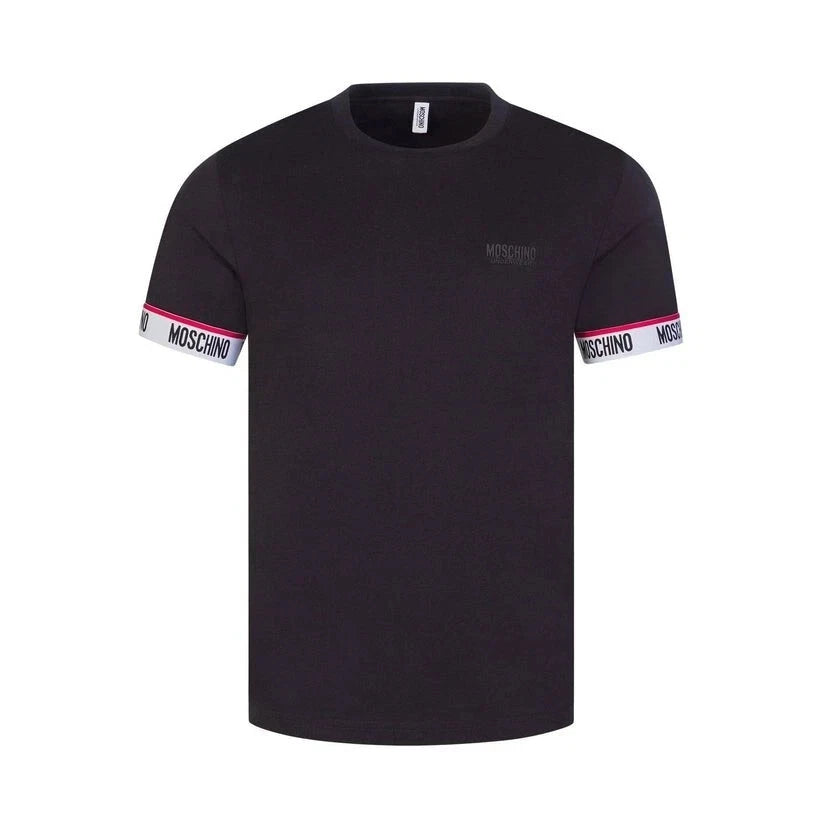 MOSCHINO Mens Black Logo Tape Short Sleeve T-Shirt Size Medium BNWT
