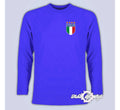 Retro Italy Football T Shirt Italia Italian T-shirt Long Sleeve Blue