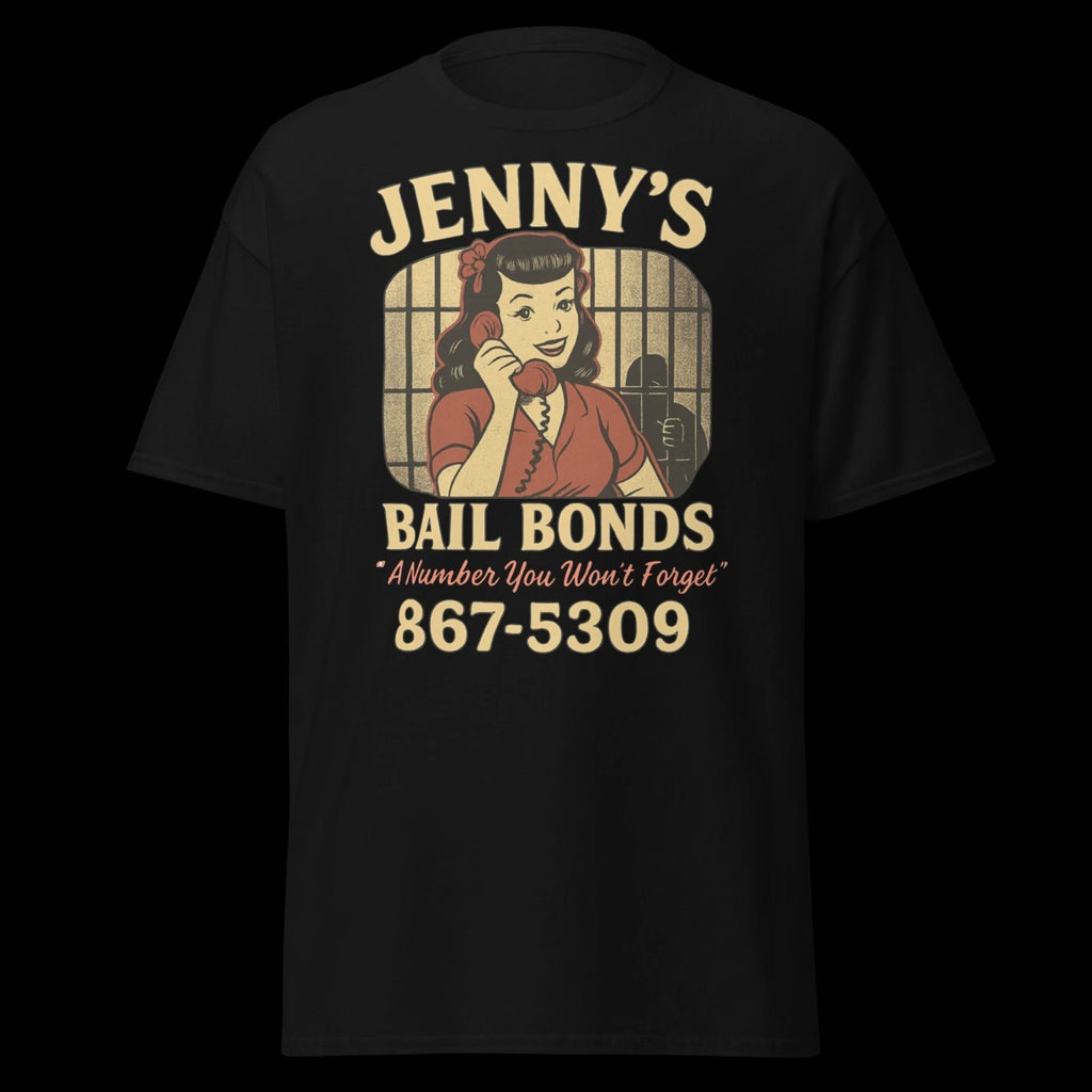 Jenny's Bail Bonds 867-5309 Vintage Graphic Tee 5xl, 4xl, 3xl, 2xl, XL, L, M, S