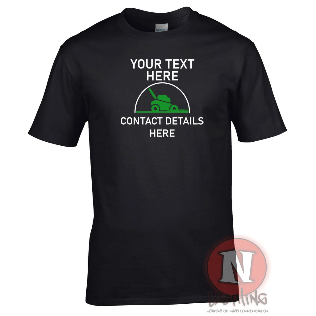 Lawn maintenance t-shirt personalised custom gardening landscape company tee