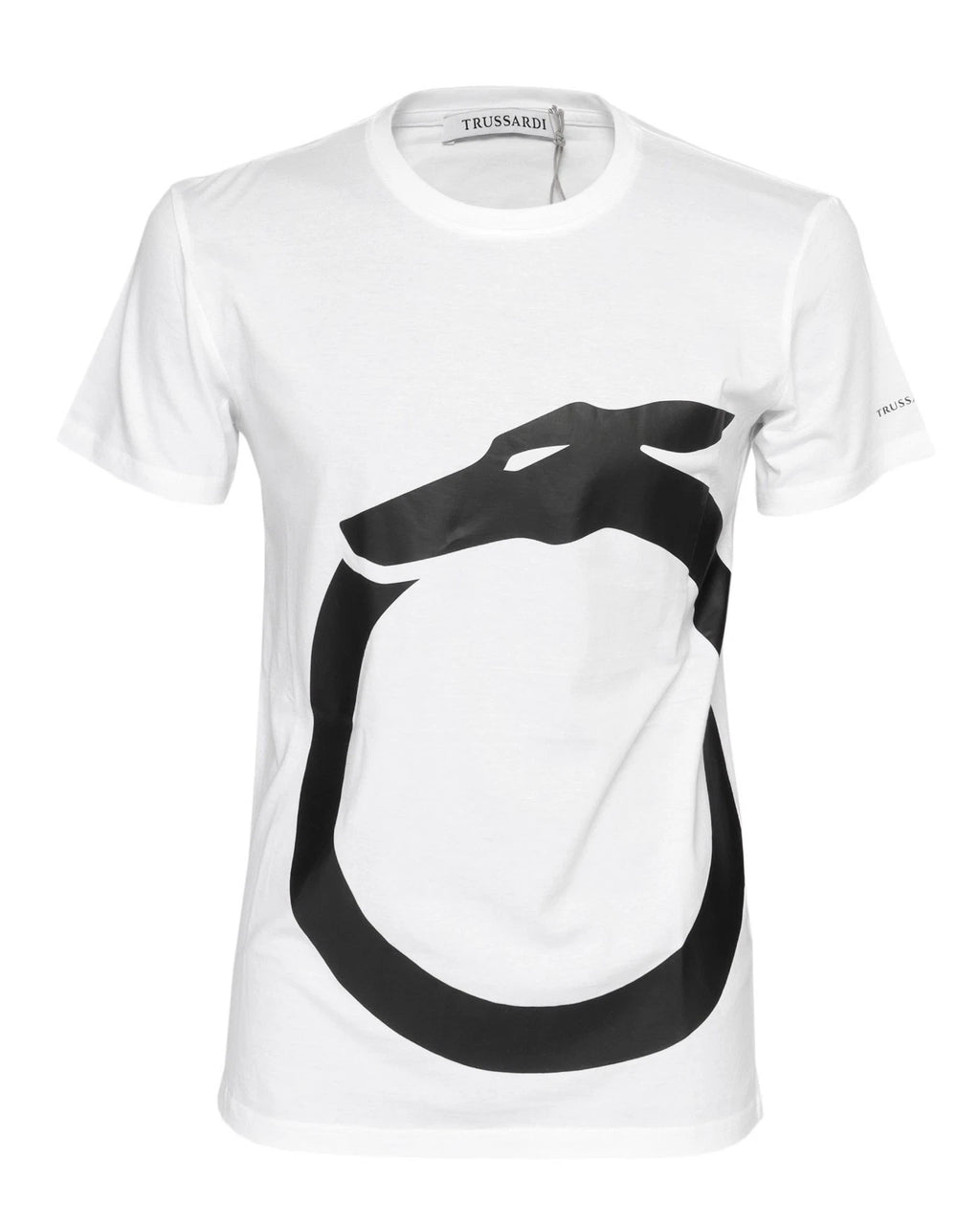 NWT TRUSSARDI Milano T-SHIRT crewneck cotton white black  luxury Italy M