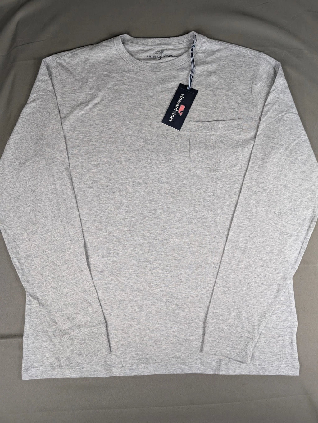 Vineyard Vines Shirt Mens Medium Grey Long Sleeve Pocket Cotton NWT $48 MSRP