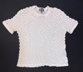 Silversilk textured knit with a raised geometric pattern; white XX (slim)