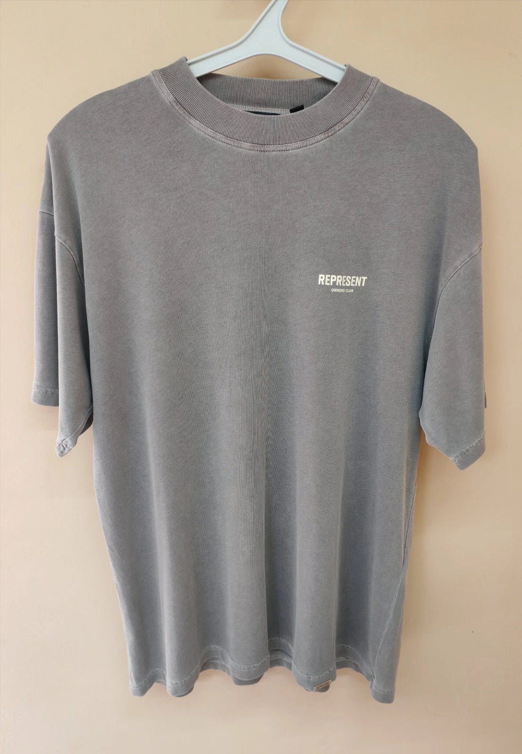Represent Owners Club T-Shirt Ash Grey Oversized Fit Size S Made in Portugal