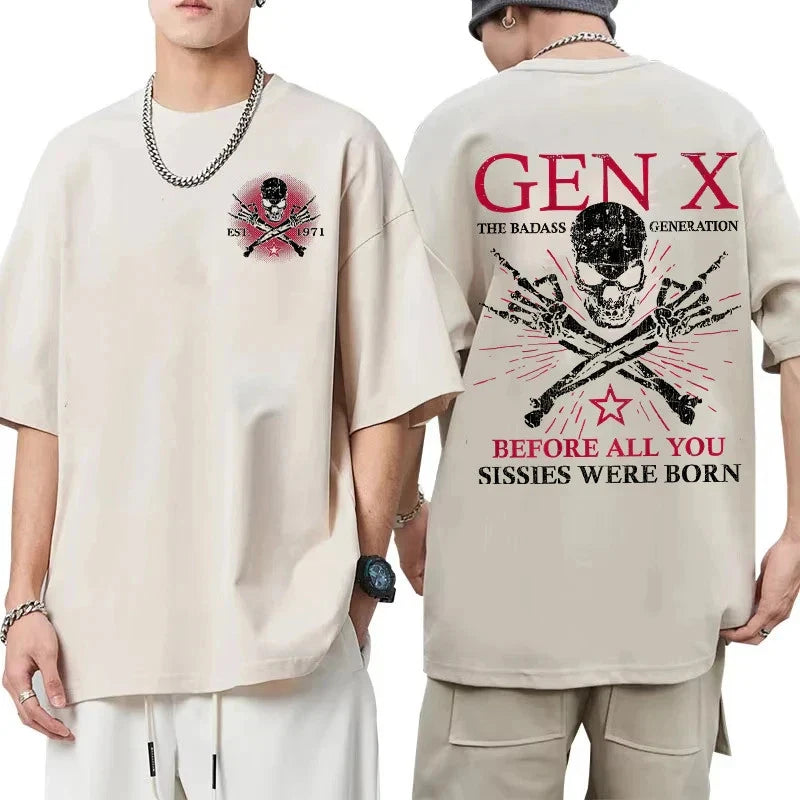 new 1971 Year Fun Gen X The Badass Generation Raised By Skulls Streetwear Men