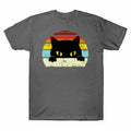 Cat Retro Black Tee Men's Lover Lover Gift Style T-Shirt Vintage Cotton Cats Cat