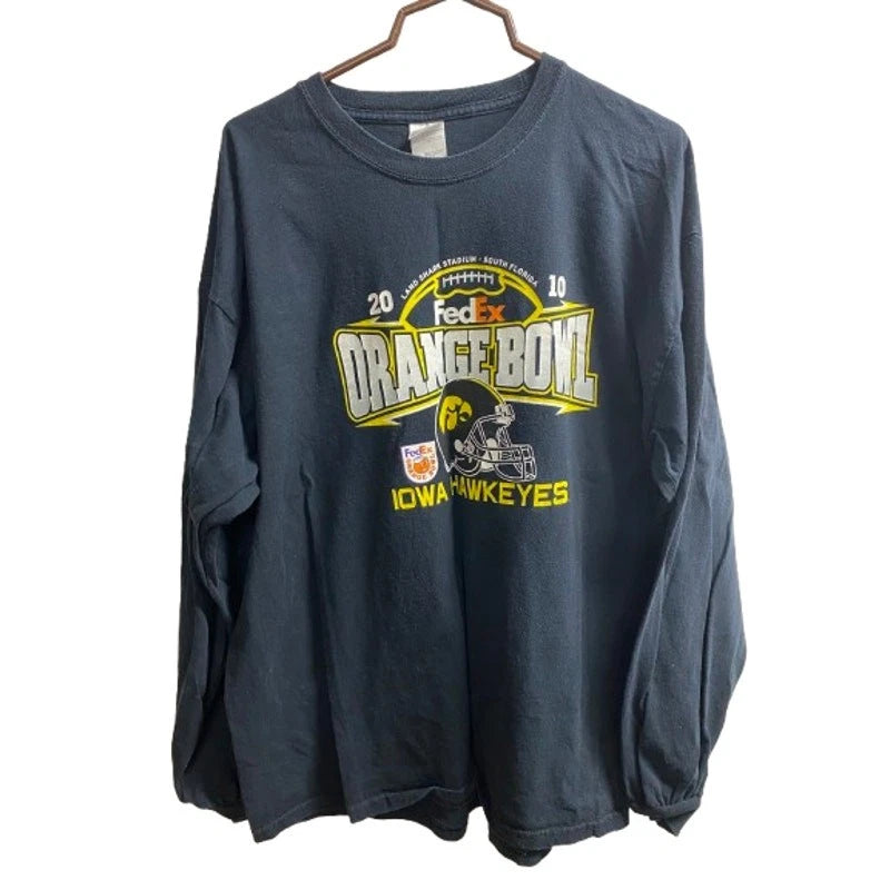 Iowa Hawkeyes Orange Bowl 2010 Long Sleeve Shirt Gildan 2XL Pre Owned