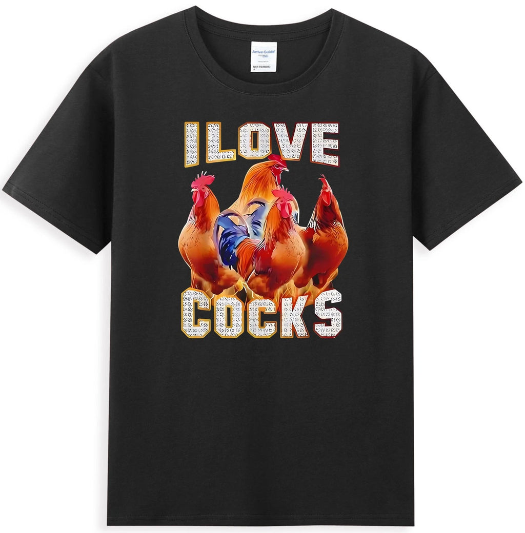 I Love Cocks Funny Chickens Graphic Sarcastic Quote Men's T-Shirt