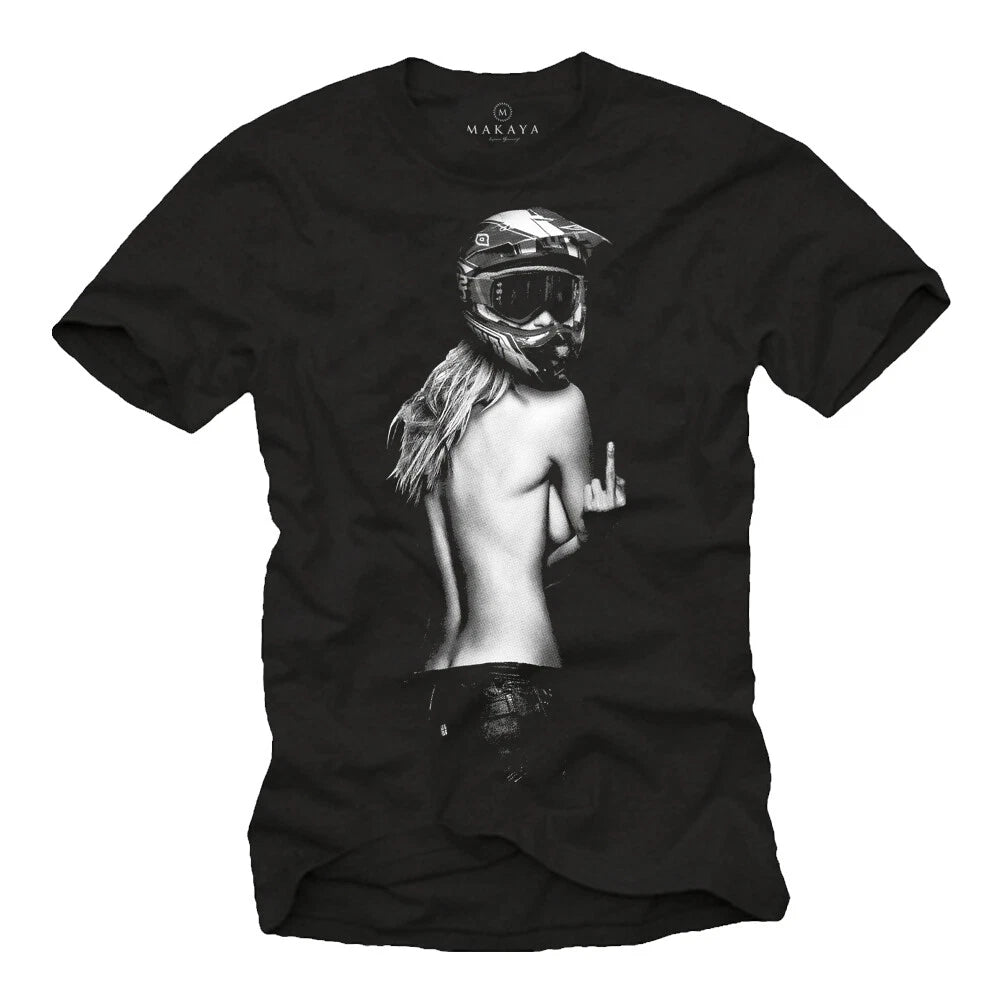 Motocross Mens T-Shirt with Sexy Pin Up Girl - MX Helmet Men Motorcycle Shirt