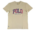 Polo Ralph Lauren Men’s T-Shirt Custom Slim Fit Tan Beige Red Plaid Logo Tee