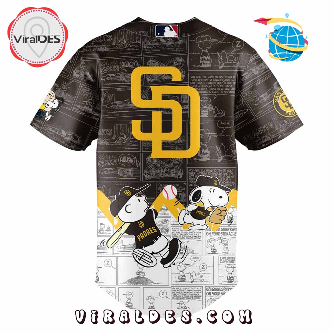 San Diego Padres 75th Anniversary Peanuts Brown Baseball Jersey