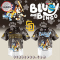 San Diego Padres Bluey and Bingo Brown Baseball Jersey
