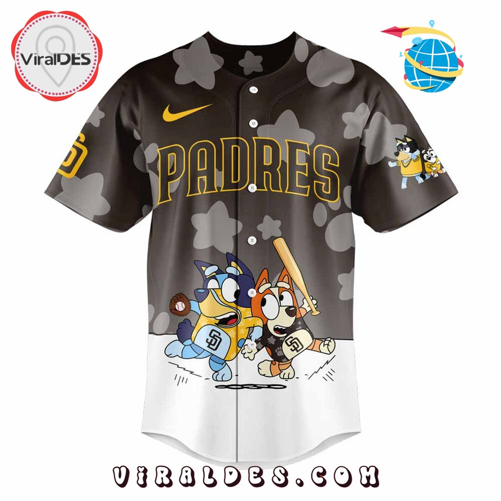 San Diego Padres Bluey and Bingo Brown Baseball Jersey
