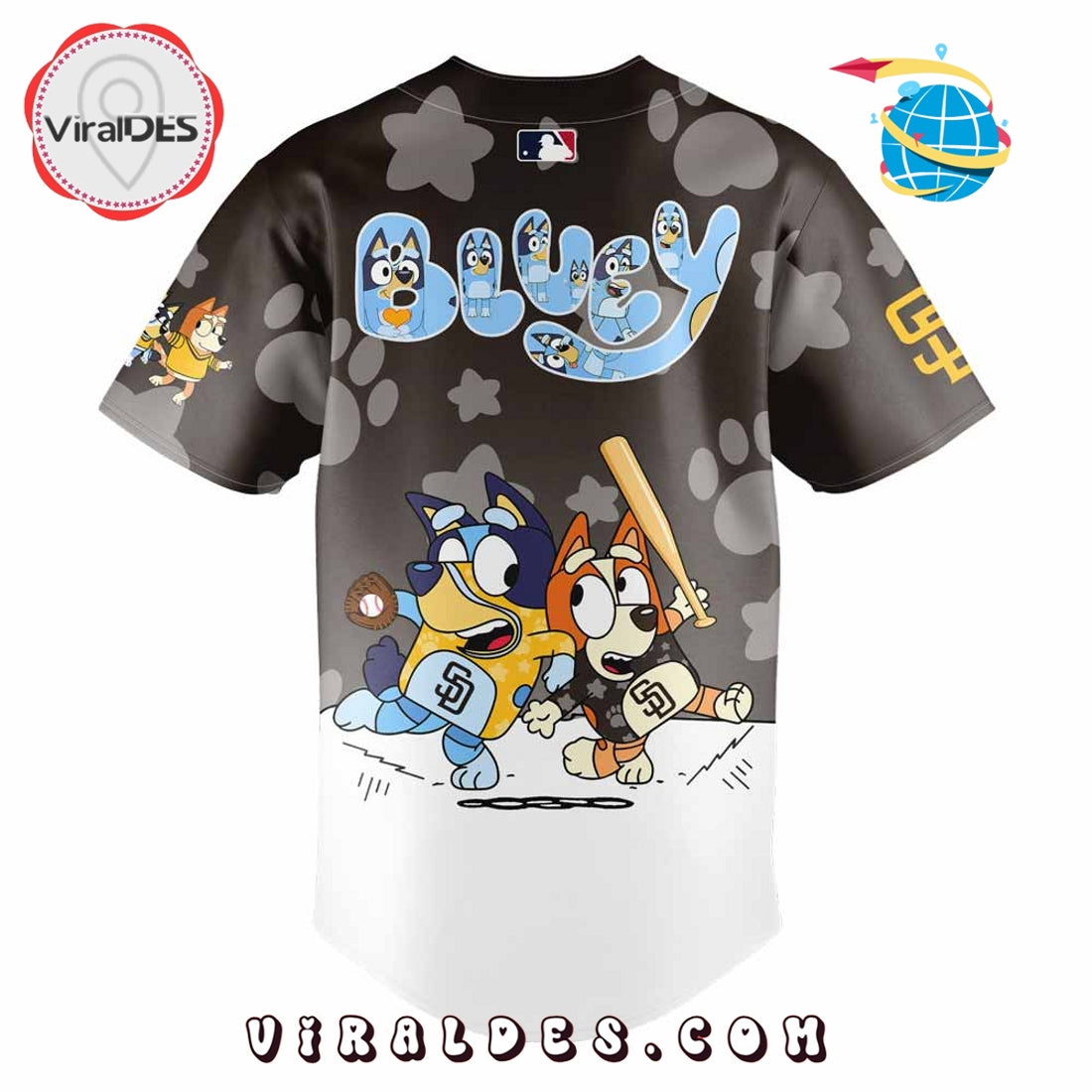 San Diego Padres Bluey and Bingo Brown Baseball Jersey