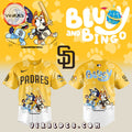 San Diego Padres Bluey and Bingo Yellow Baseball Jersey