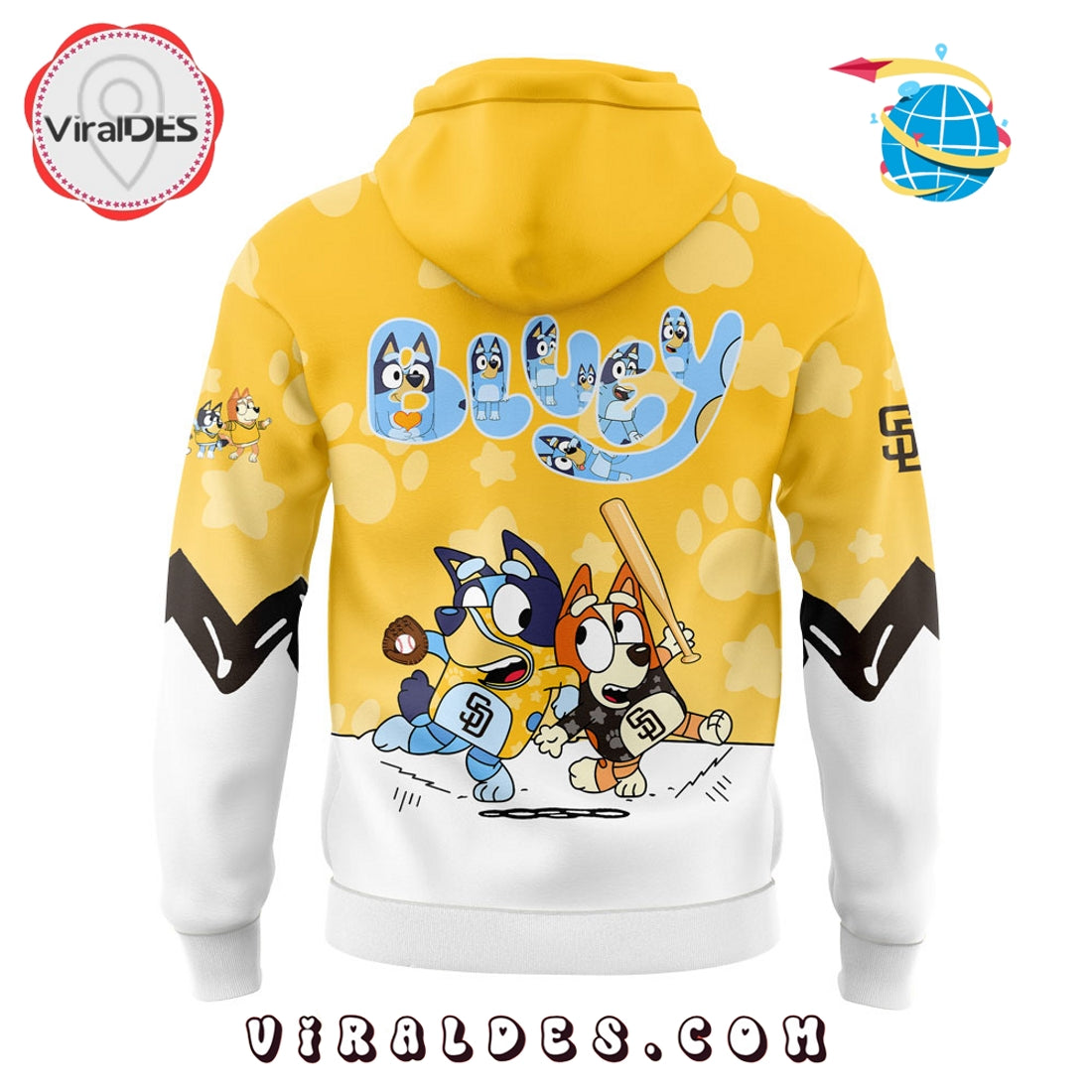 San Diego Padres Bluey and Bingo Yellow Hoodie