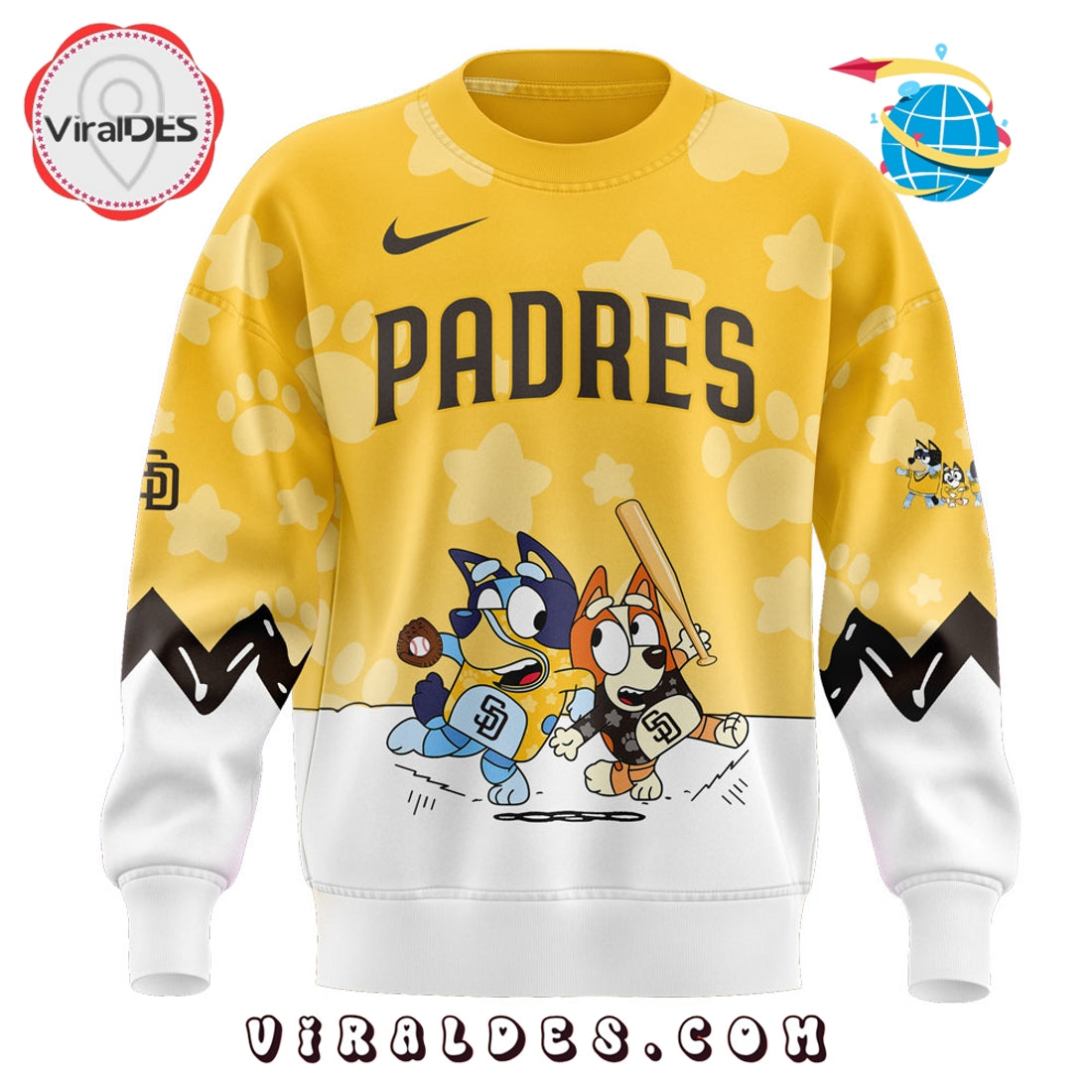 San Diego Padres Bluey and Bingo Yellow Hoodie