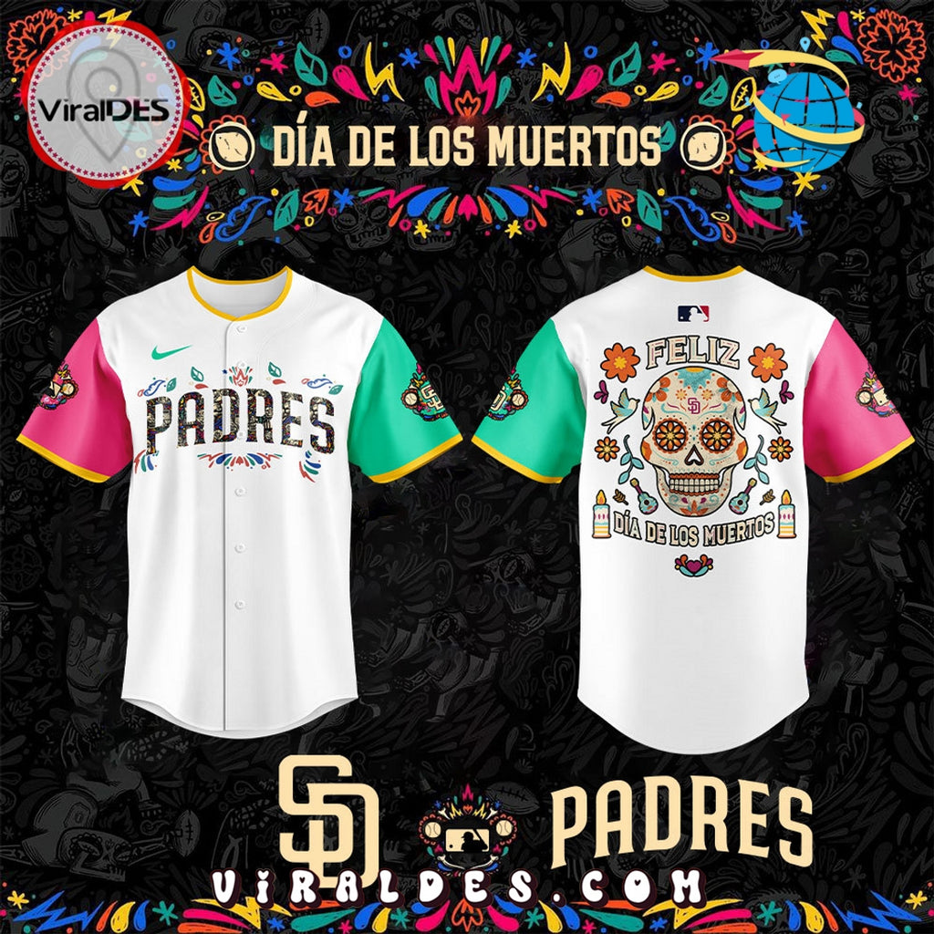 San Diego Padres Dia de los Muertos White Baseball Jersey