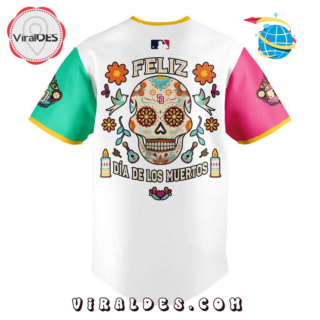 San Diego Padres Dia de los Muertos White Baseball Jersey