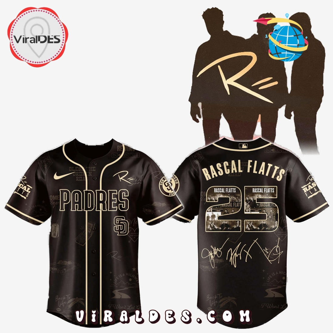 San Diego Padres MLB x Rascal Flatts Life Is a Highway Tour Jersey