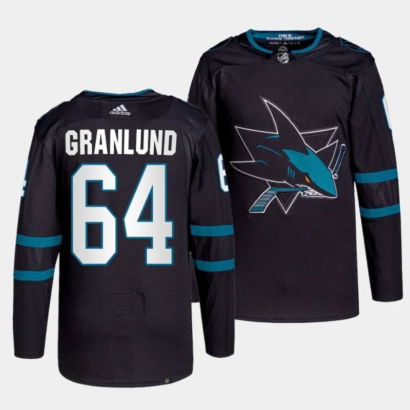 san jose sharks #64 mikael granlund alternate authentic pro primegreen black jersey